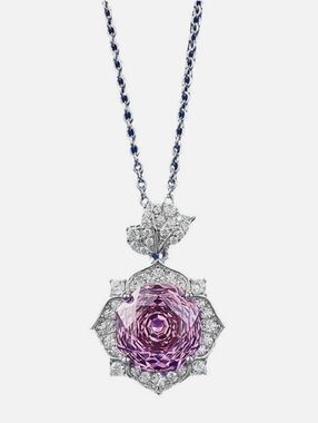 Unique Rose Cut Lab Sapphire Necklace & Earrings 18k Gold Vermeil!